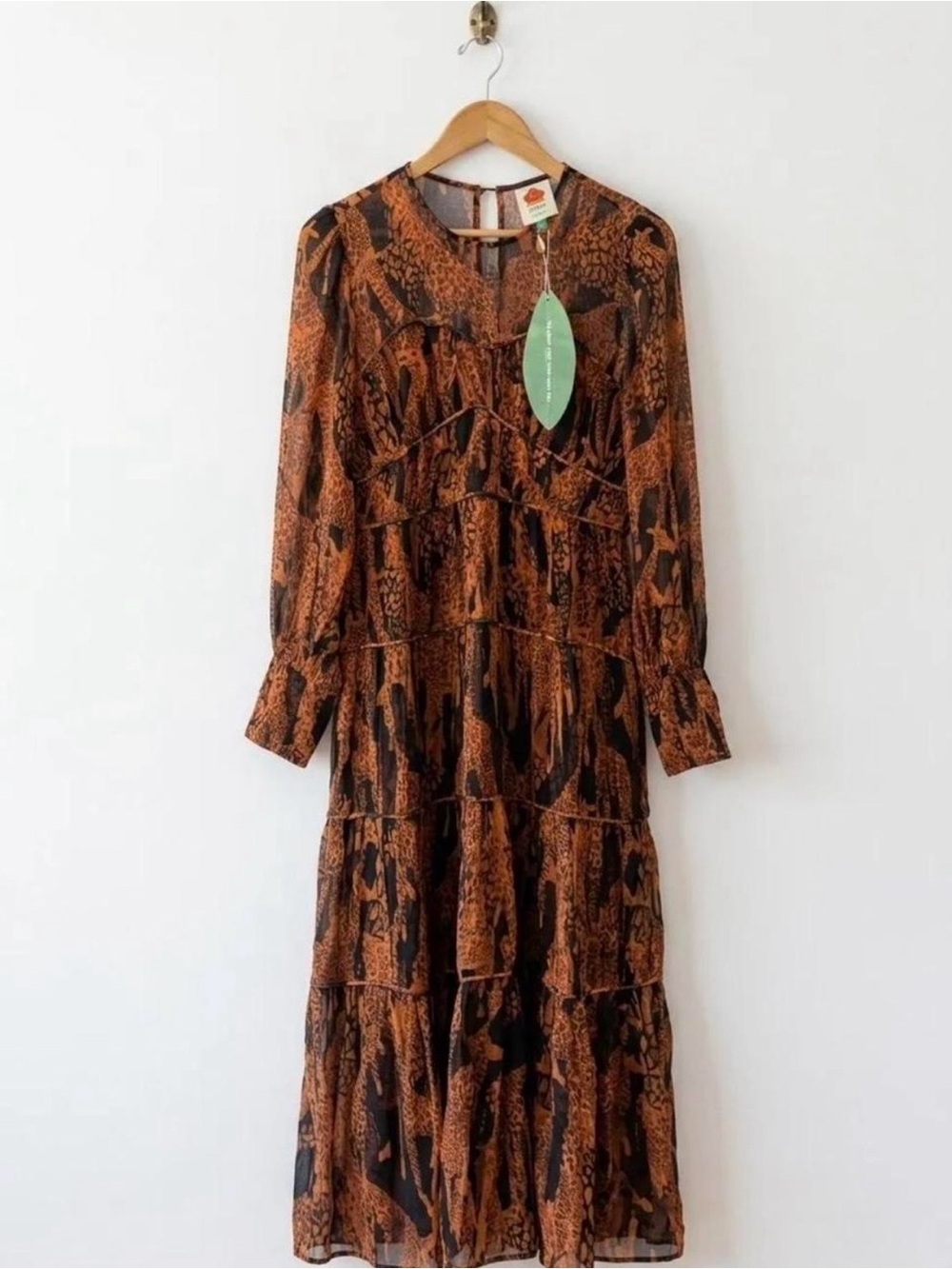 FARM Rio Rust and Black Tiered Maxi Dress - Picture 4 of 4